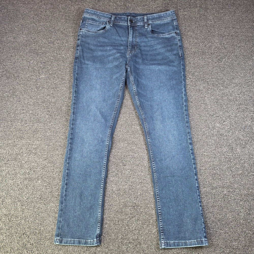 The Perfect Jean NYC Slim Fit Blue Mens 36x32 Stretch Denim Casual Straight Leg